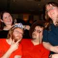 Lorna, Big Dave, Husey and Lesley lounging on one of the sofas in Harry's Bar.