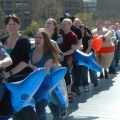 The conga stretches accross the Millennium Bridge.