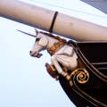 The figurehead on the bow of the frigate Unicorn moored in the City Quay.