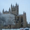 Bath Abbey in the snow.